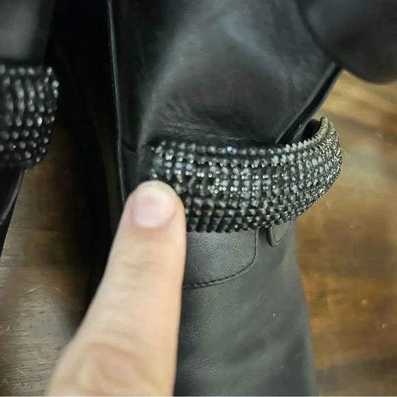 Christopher Kane Leather Crystal Embellished Combat Biker Boots Size 39 Italy - Picture 7 of 16